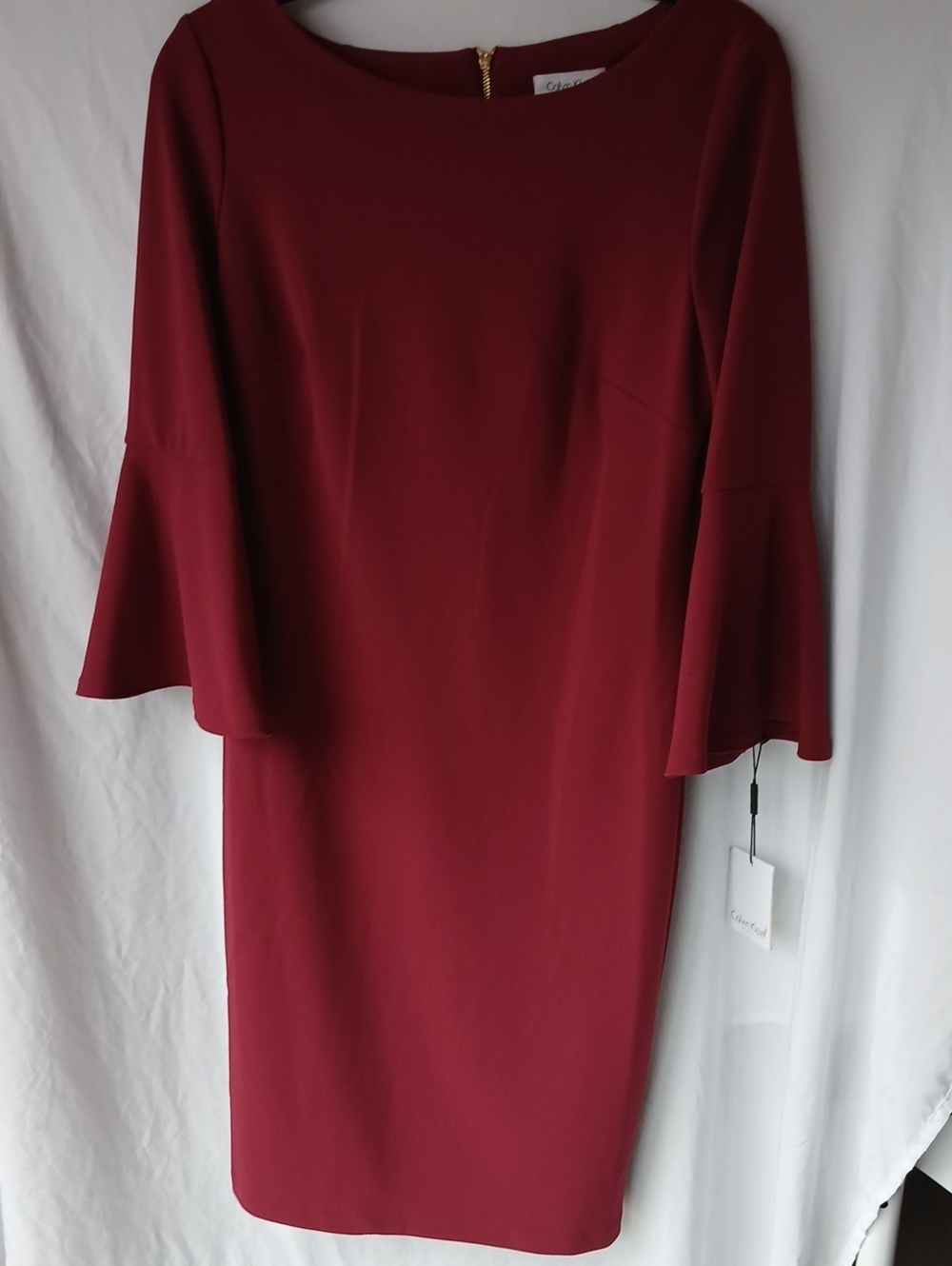 23. NWT Calvin Klein Burgundy Bell-Sleeve Midi Dress